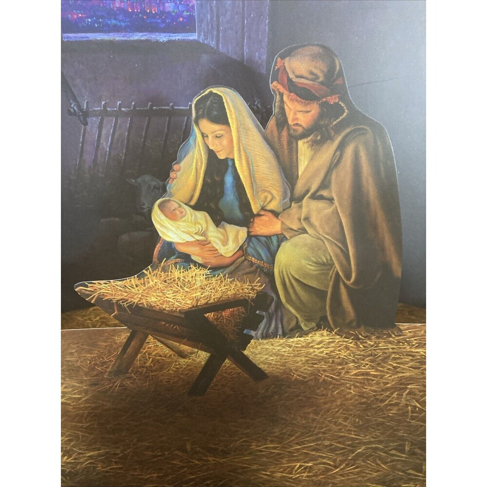 Greg Olsen Nativity 4-piece Diorama With Envelope Christmas Holy Family Jesus